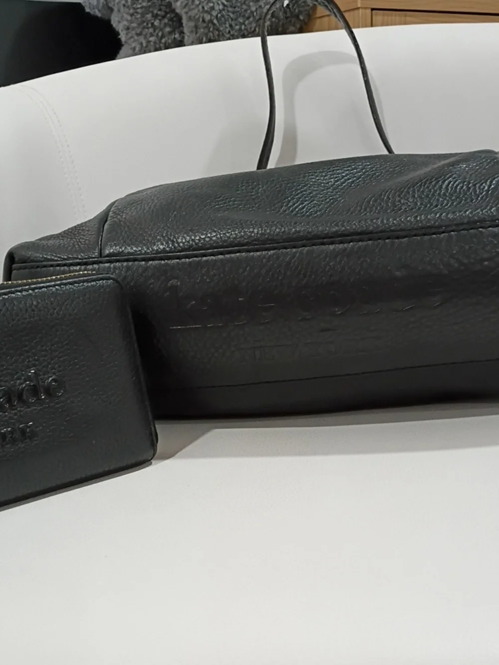 Kate Spade Black Soft Pebbled Leather Shoulder Bag with Matching Wallet